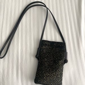 Madewell small leather and calf hair crossbody phone bag